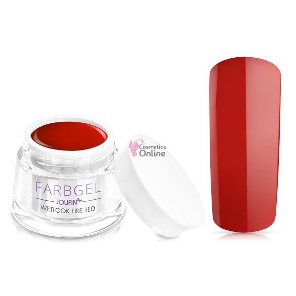 Gel UV Jolifin color cu aspect umed Fire Red 5 ml